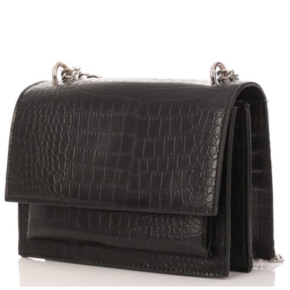 "Emily" Pink Croc Embossed Handbag - Picture 8 of 8